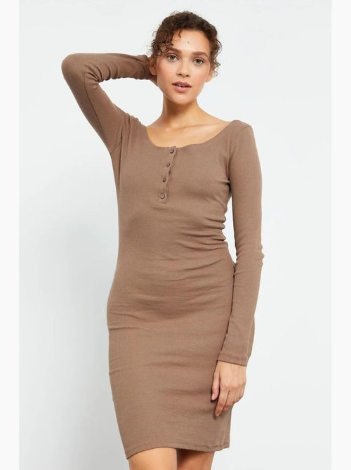 Vestido midi ajustado con cuello redondo tommy - Kiabi Vestido midi ajustado con cuello redondo tommy - Kiabi