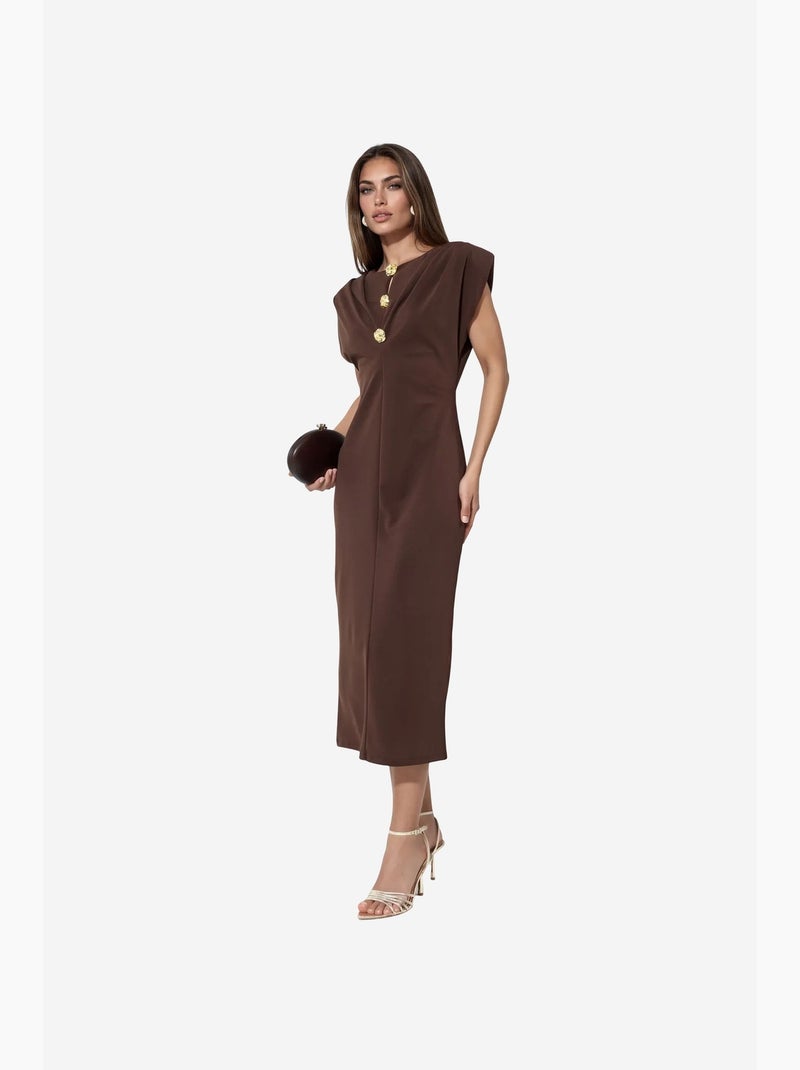 Vestido midi ajustado con detalle de accesorios busem Marrón - Kiabi