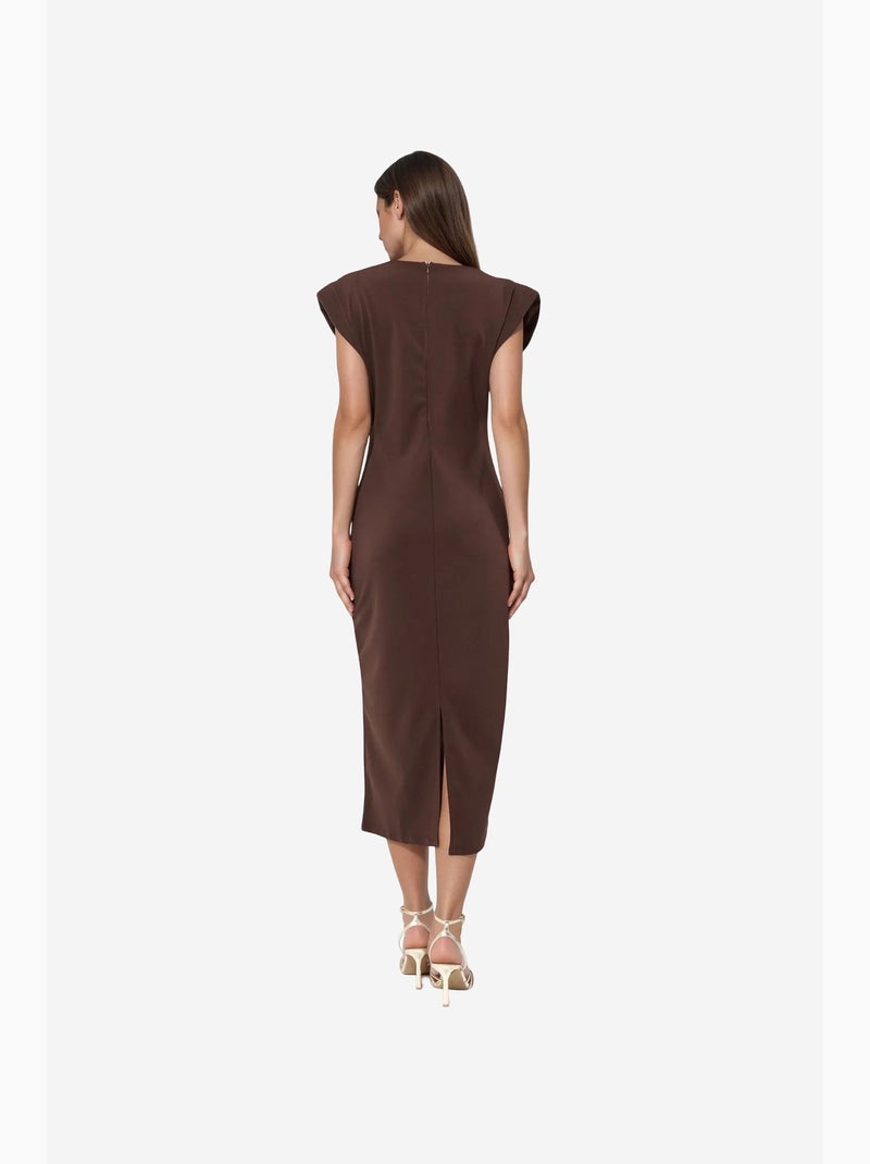 Vestido midi ajustado con detalle de accesorios busem Marrón - Kiabi