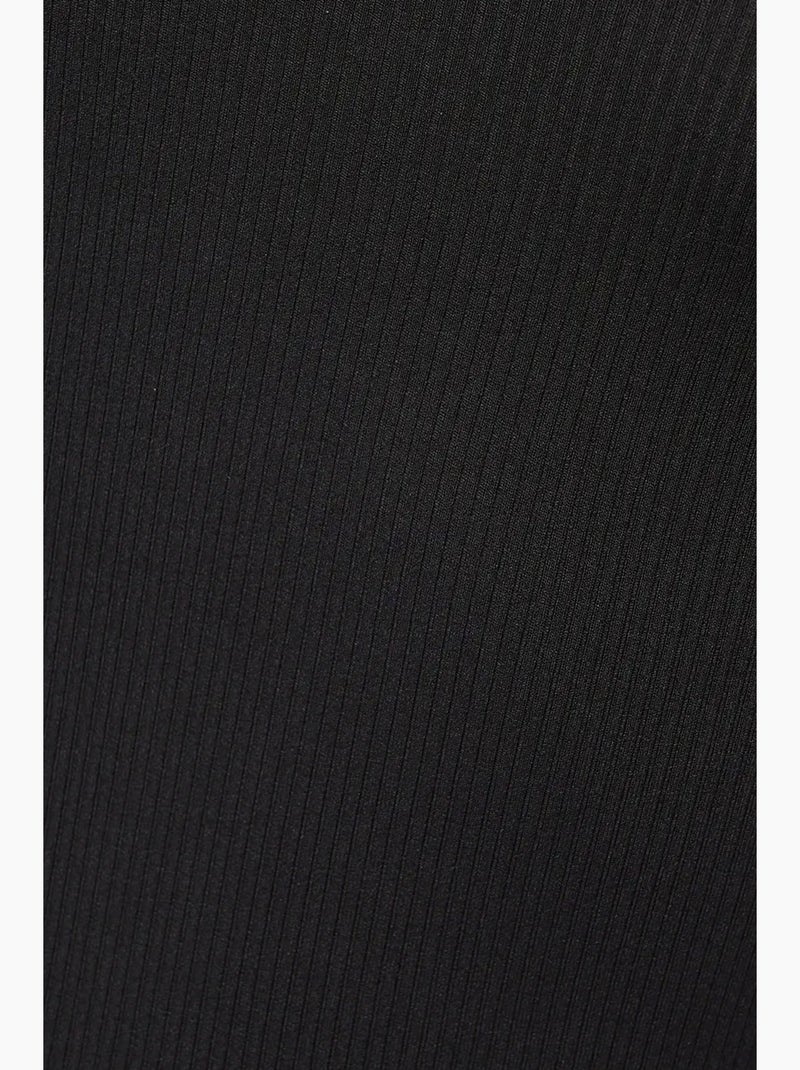 Vestido midi ajustado con escote en v y tirantes finos hiccup Negro - Kiabi