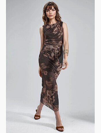 Vestido midi ajustado con estampado abstracto busem