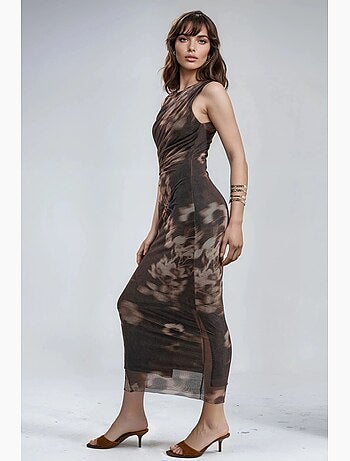 Vestido midi ajustado con estampado abstracto busem