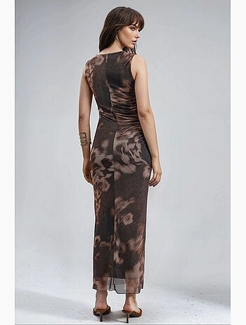 Vestido midi ajustado con estampado abstracto busem