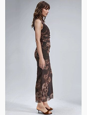 Vestido midi ajustado con estampado abstracto busem