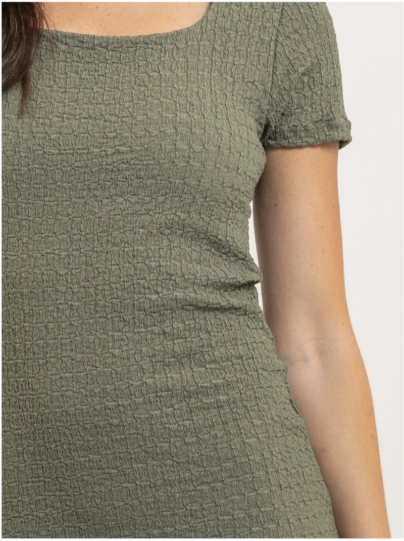 Vestido midi ajustado con textura IENA Caqui - Kiabi