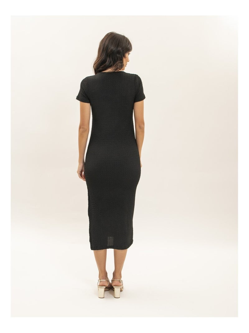 Vestido midi ajustado con textura IENA Negro - Kiabi