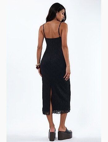 Vestido midi ajustado de encaje con escote en v hiccup