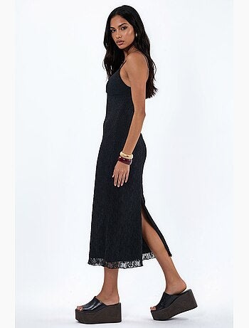 Vestido midi ajustado de encaje con escote en v hiccup