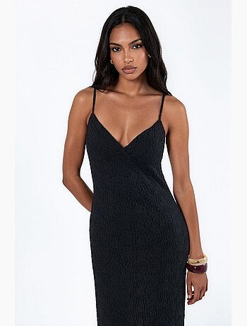 Vestido midi ajustado de encaje con escote en v hiccup