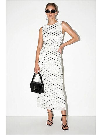 Vestido midi ajustado de lunares lucci