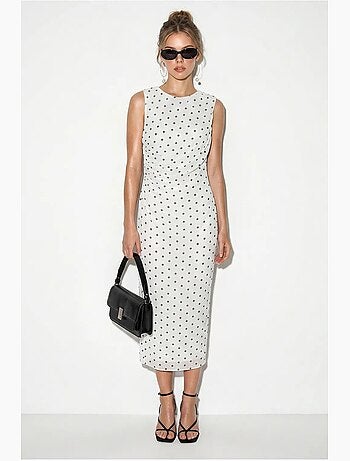 Vestido midi ajustado de lunares lucci