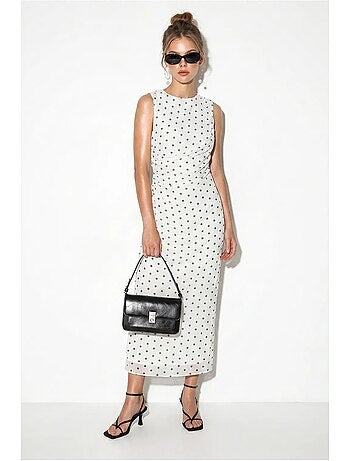 Vestido midi ajustado de lunares lucci