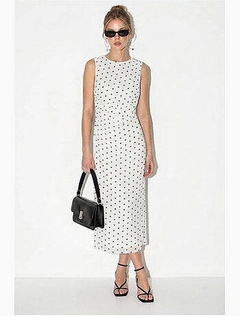 Vestido midi ajustado de lunares lucci