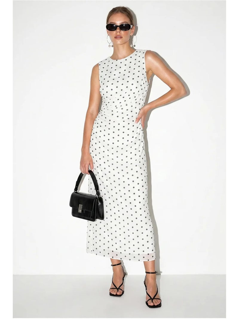 Vestido midi ajustado de lunares lucci Blanco Negro - Kiabi