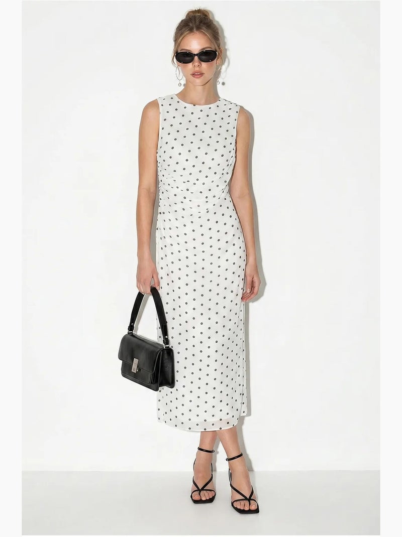 Vestido midi ajustado de lunares lucci Blanco Negro - Kiabi