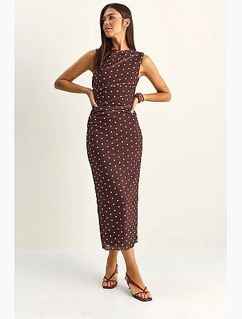 Vestido midi ajustado de lunares lucci