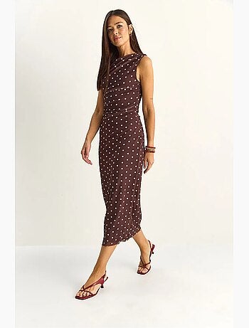 Vestido midi ajustado de lunares lucci