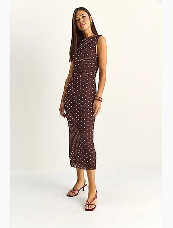 Vestido midi ajustado de lunares lucci