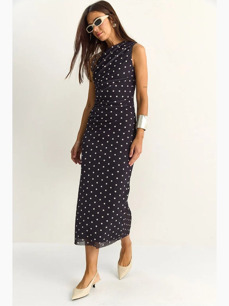 Vestido midi ajustado de lunares lucci Negro - Kiabi