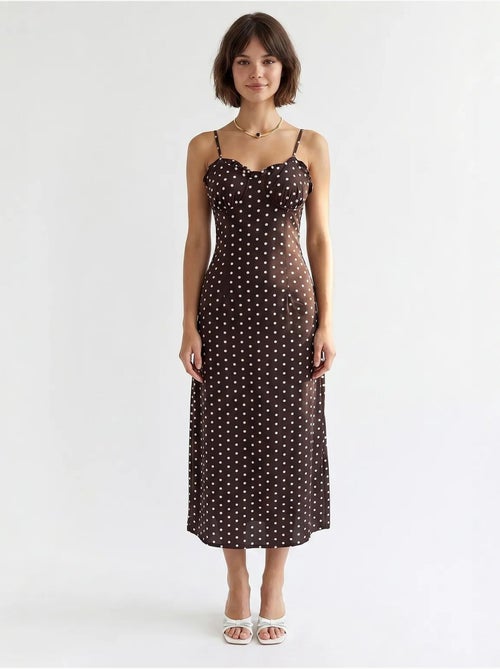 Vestido midi ajustado de mujer con lunares mixray - Kiabi