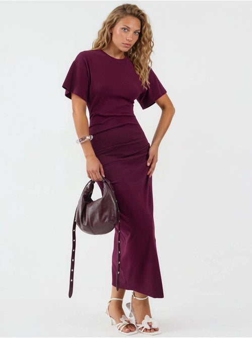 Vestido midi ajustado liso con cuello redondo busem - Kiabi