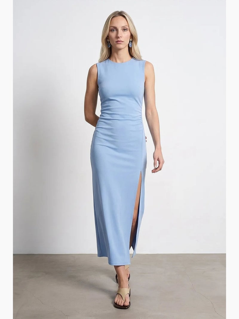 Vestido midi ajustado sin mangas con abertura dilvin Azul cielo - Kiabi