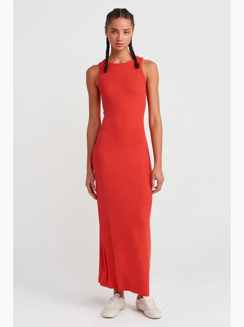 Vestido midi ajustado sin mangas con abertura dilvin - Kiabi