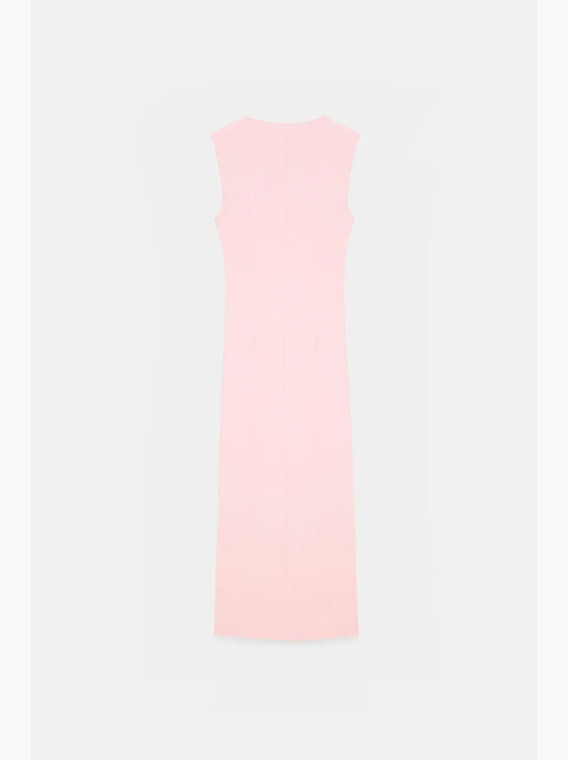 Vestido midi ajustado sin mangas con abertura dilvin Rosa almendra - Kiabi
