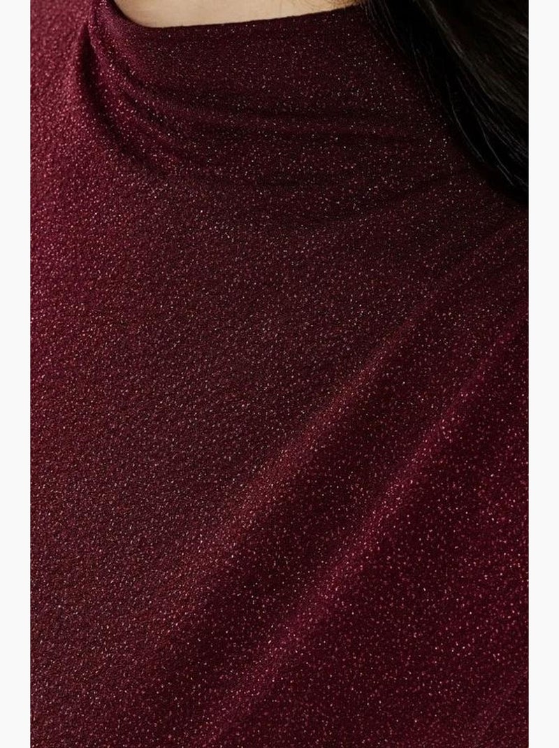 Vestido midi ajustado sin mangas con cuello redondo y cierre de cremallera hiccup Rojo burdeos - Kiabi