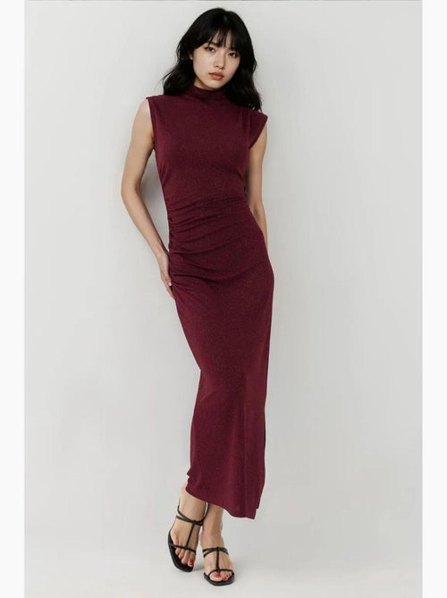 Vestido midi ajustado sin mangas con cuello redondo y cierre de cremallera - Kiabi