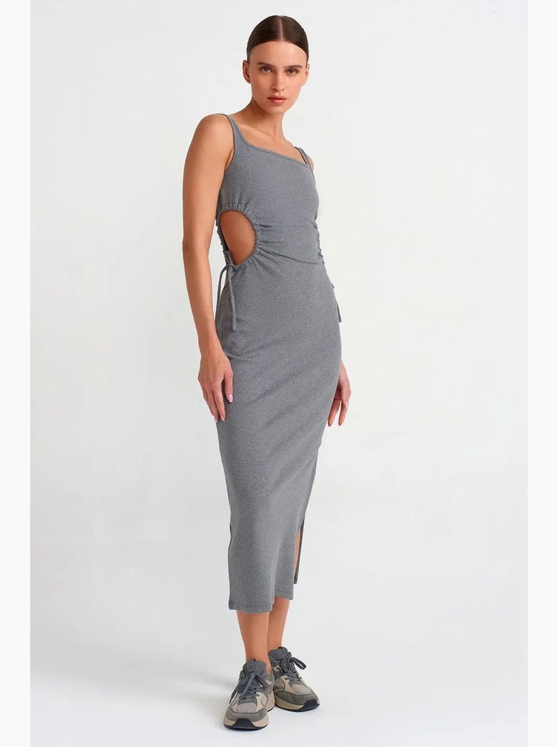 Vestido midi ajustado sin mangas con cut-out dilvin Gris negro - Kiabi