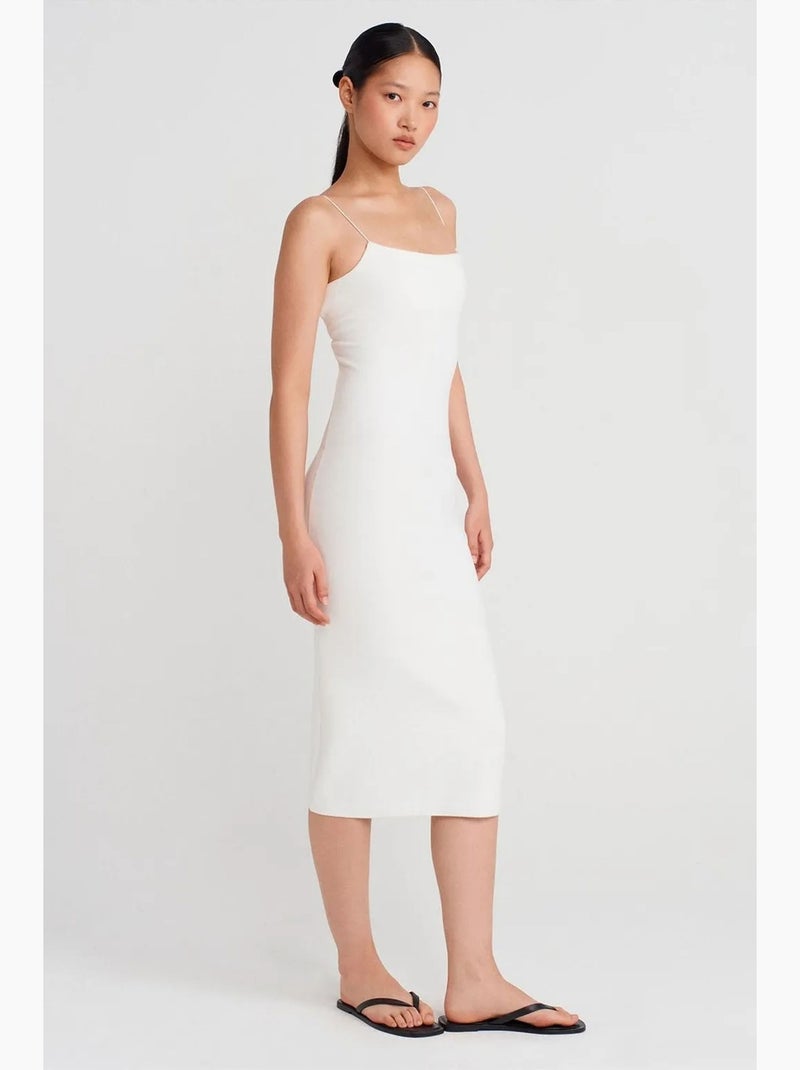 Vestido midi ajustado sin mangas con detalle cut-out dilvin Blanco - Kiabi