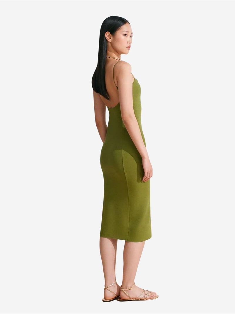 Vestido midi ajustado sin mangas con detalle cut-out dilvin Verde caqui - Kiabi