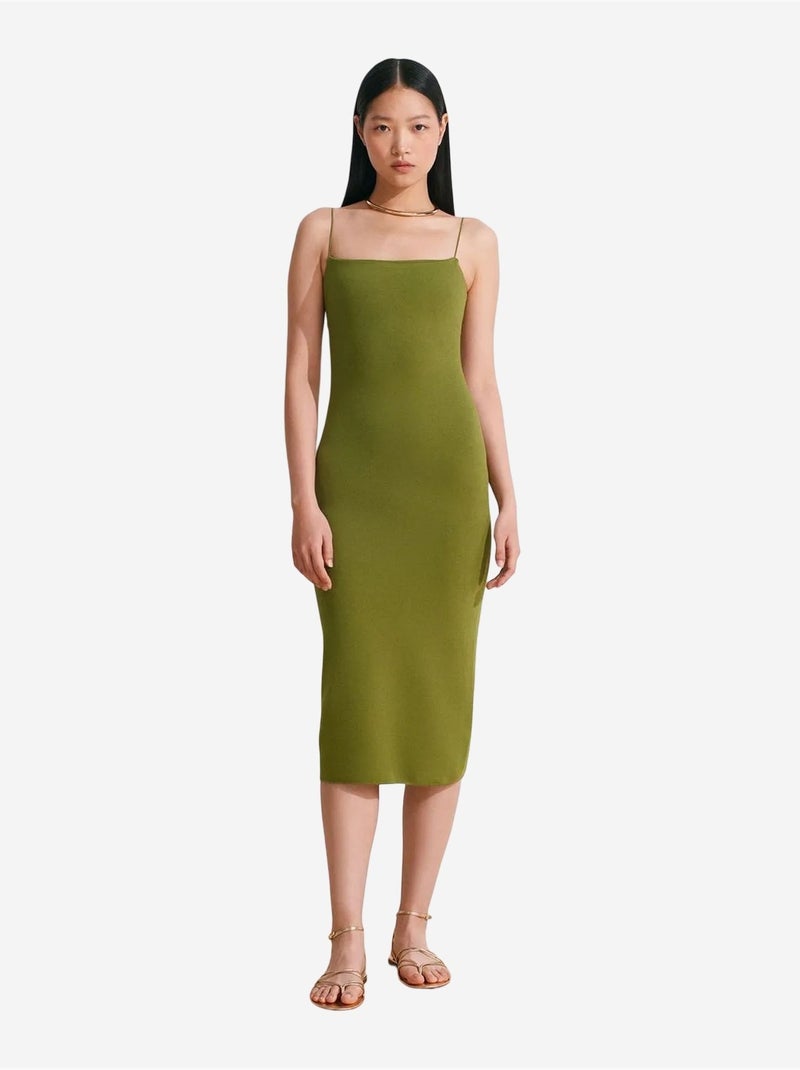 Vestido midi ajustado sin mangas con detalle cut-out dilvin Verde caqui - Kiabi