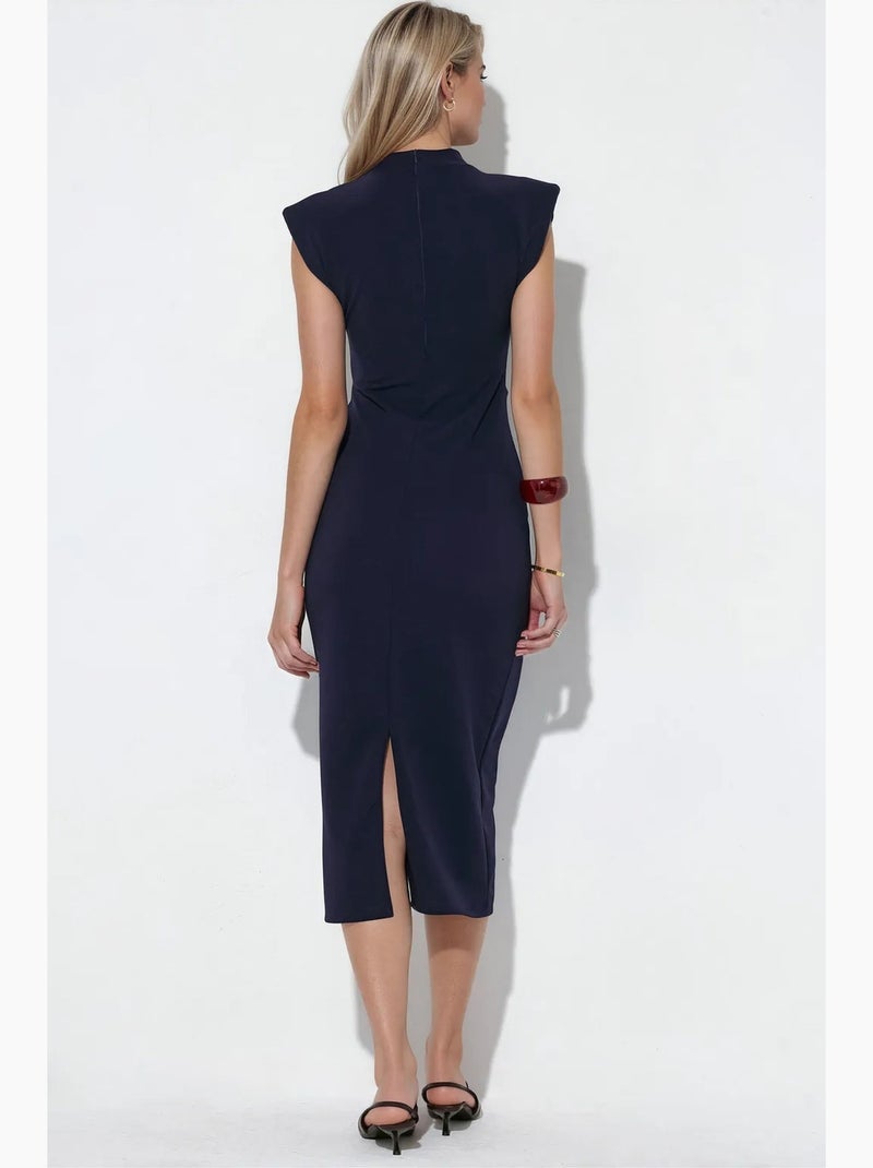Vestido midi ajustado sin mangas con detalle de lazada busem Azul marino - Kiabi