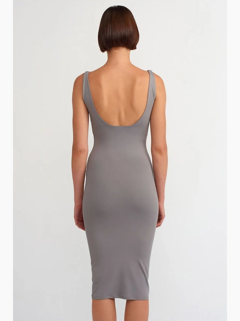 Vestido midi ajustado sin mangas dilvin Gris - Kiabi