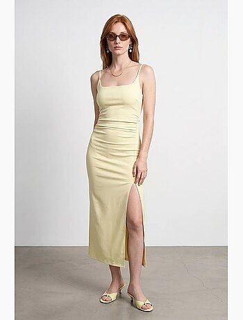Vestido midi ajustado sin mangas para mujer dilvin