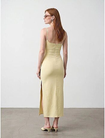 Vestido midi ajustado sin mangas para mujer dilvin