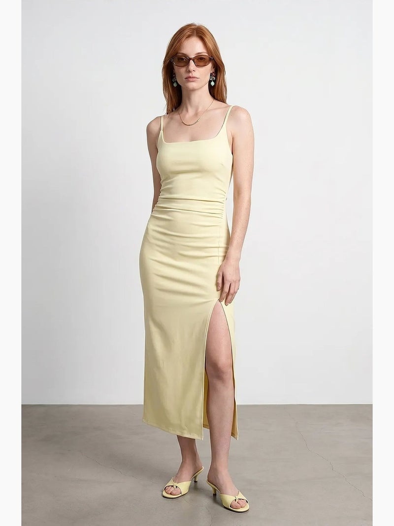 Vestido midi ajustado sin mangas para mujer dilvin Amarillo limón - Kiabi