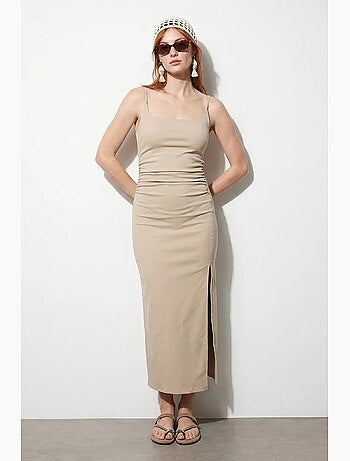 Vestido midi ajustado sin mangas para mujer dilvin