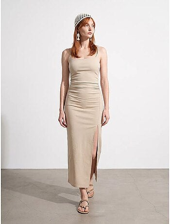 Vestido midi ajustado sin mangas para mujer dilvin