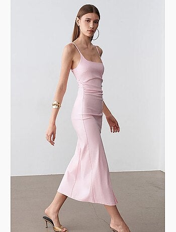 Vestido midi ajustado sin mangas para mujer dilvin