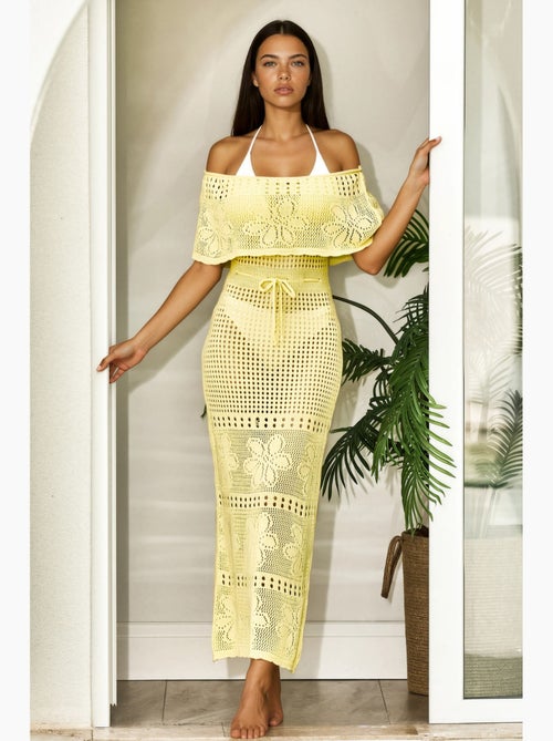 Vestido midi ajustado sin tirantes con estampado hiccup - Kiabi