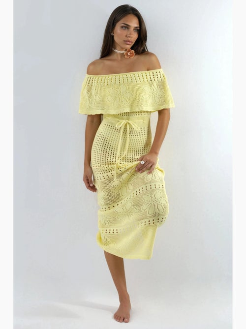 Vestido midi ajustado sin tirantes con estampado hiccup - Kiabi