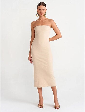 Vestido midi ajustado sin tirantes dilvin