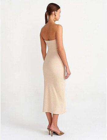 Vestido midi ajustado sin tirantes dilvin