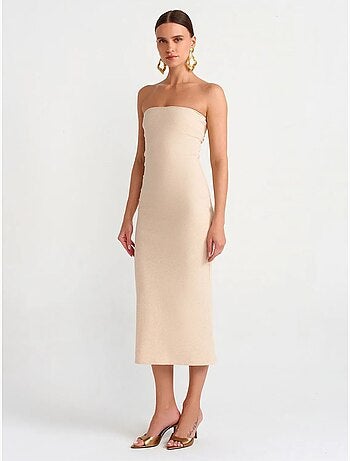 Vestido midi ajustado sin tirantes dilvin