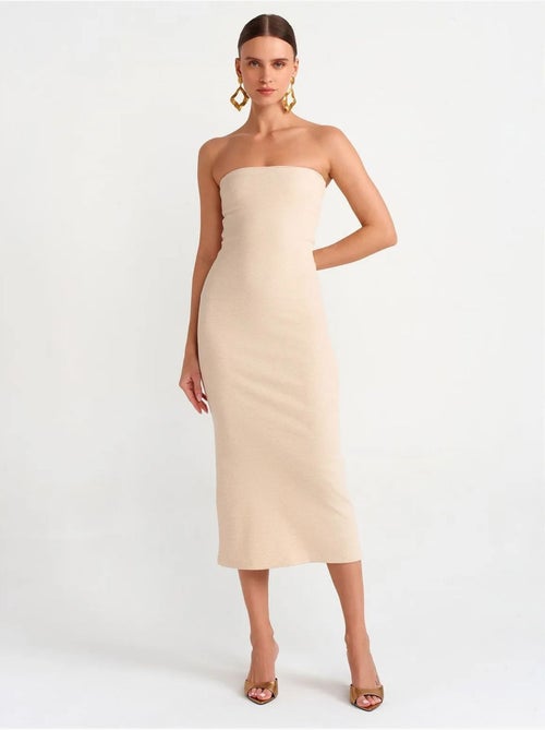 Vestido midi ajustado sin tirantes dilvin - Kiabi Vestido midi ajustado sin tirantes dilvin - Kiabi