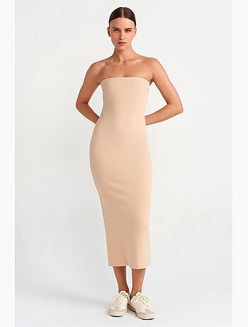 Vestido midi ajustado sin tirantes dilvin