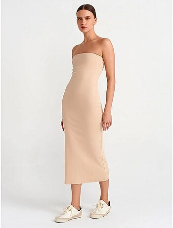 Vestido midi ajustado sin tirantes dilvin